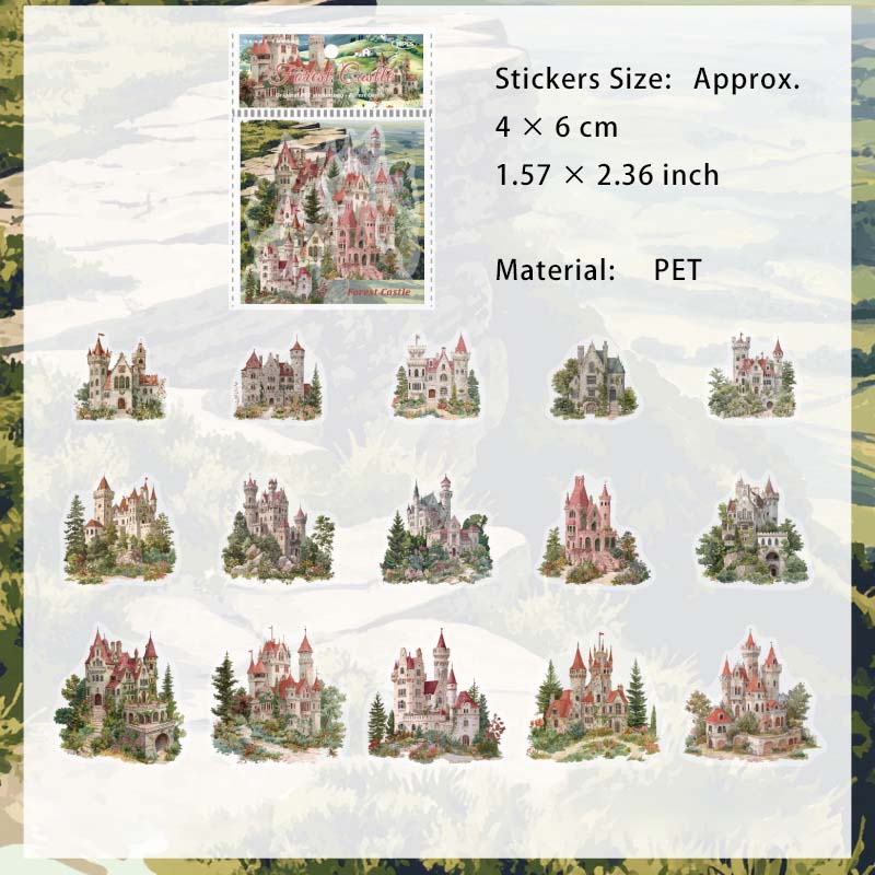 30 Pcs House Castle PET Stickers SLXWZRCS