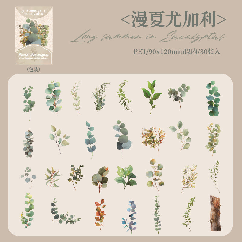 30 Pcs Green Plant Stickers XRYL