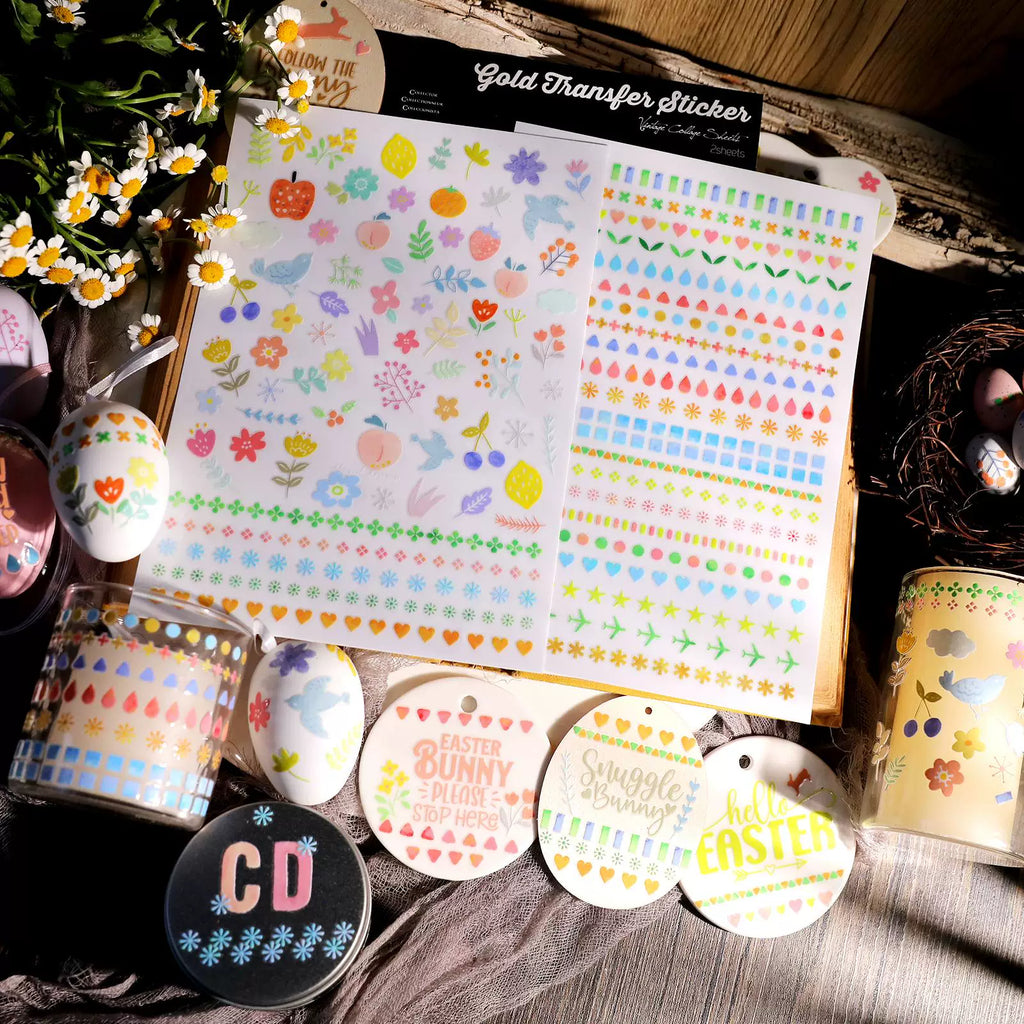 2 Sheets Waterproof Rub on Stickers - Easter