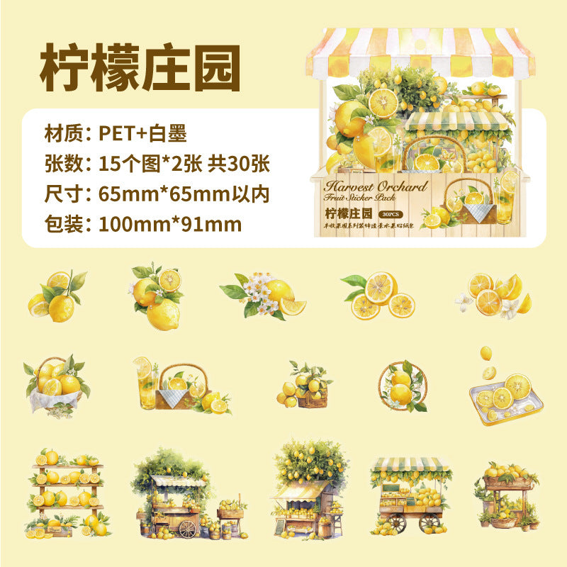 30 Pcs Fruit Shop PET Stickers FSGY