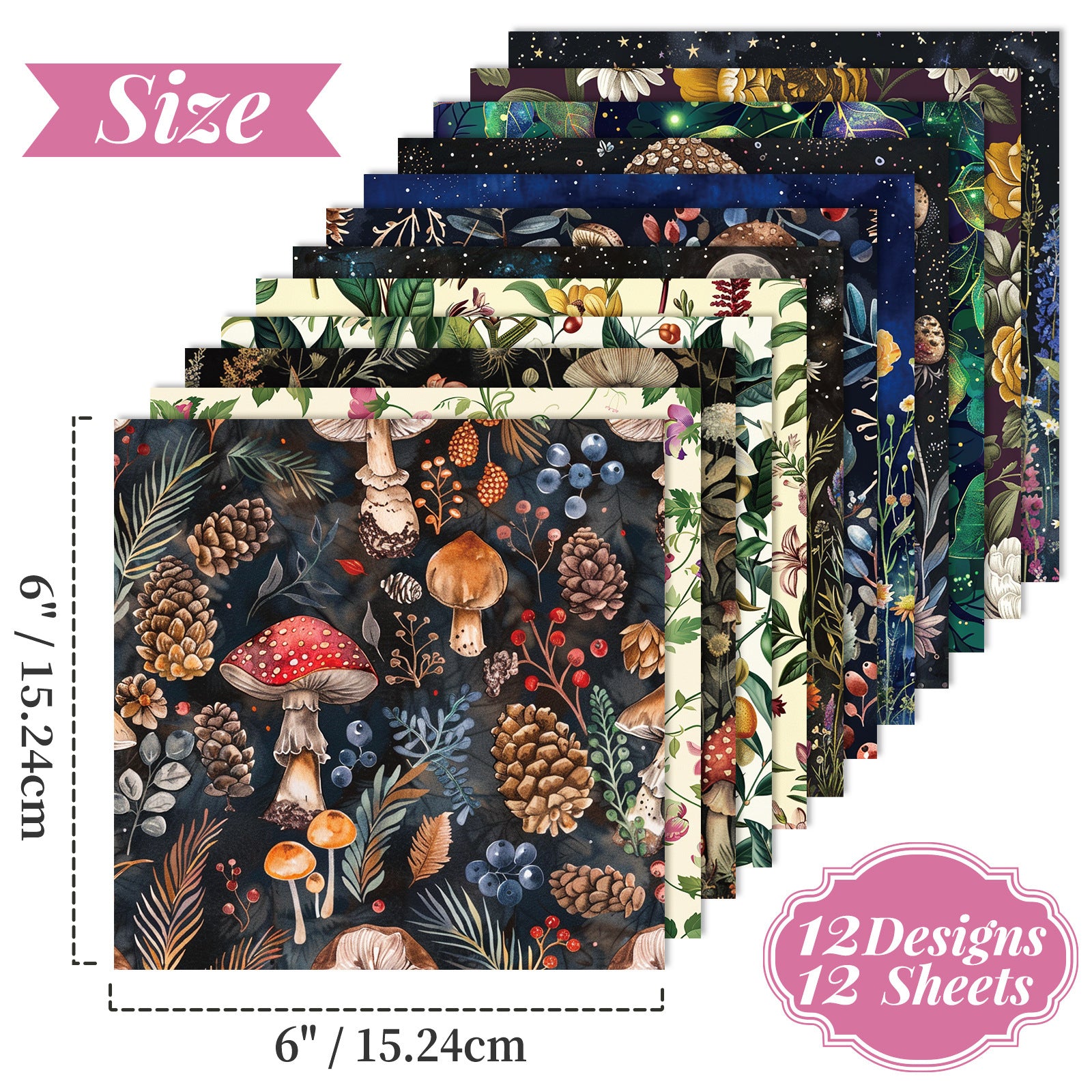 6 inch Vintage Botanical Scrapbook Paper Pad PA950