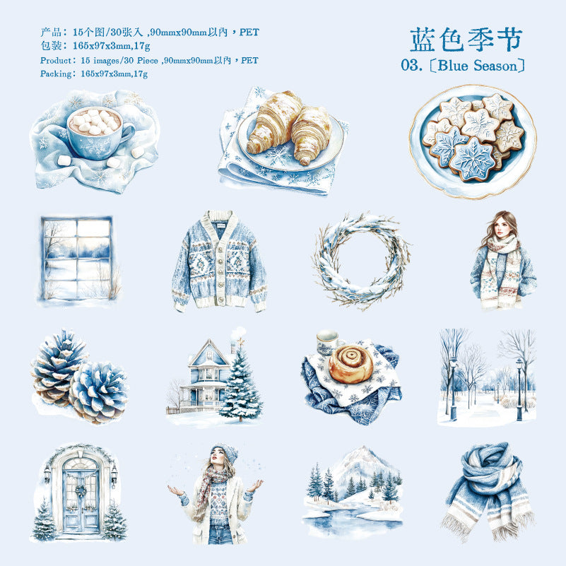 30 Pcs Winter Themed PET Stickers DJLQ