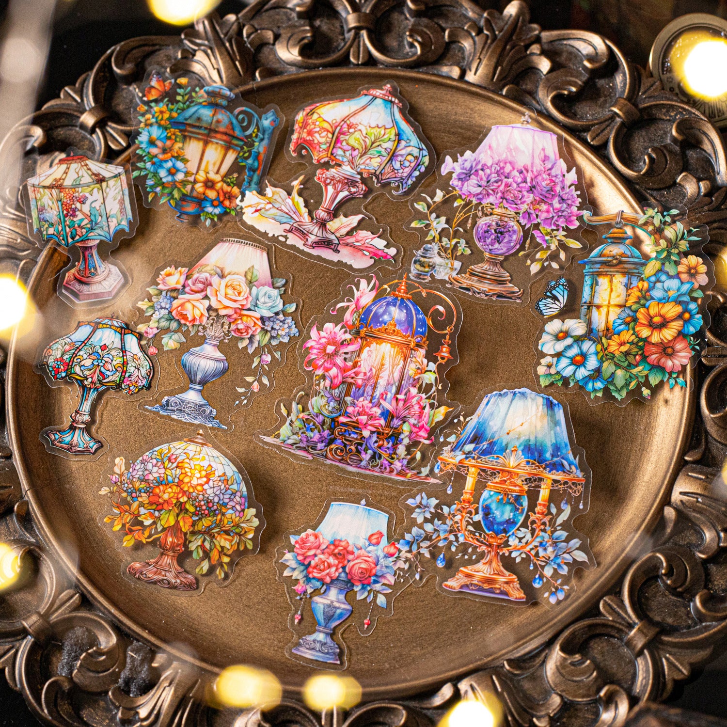 10 Pcs Prosperous Desk Lamp PET Stickers YMXC