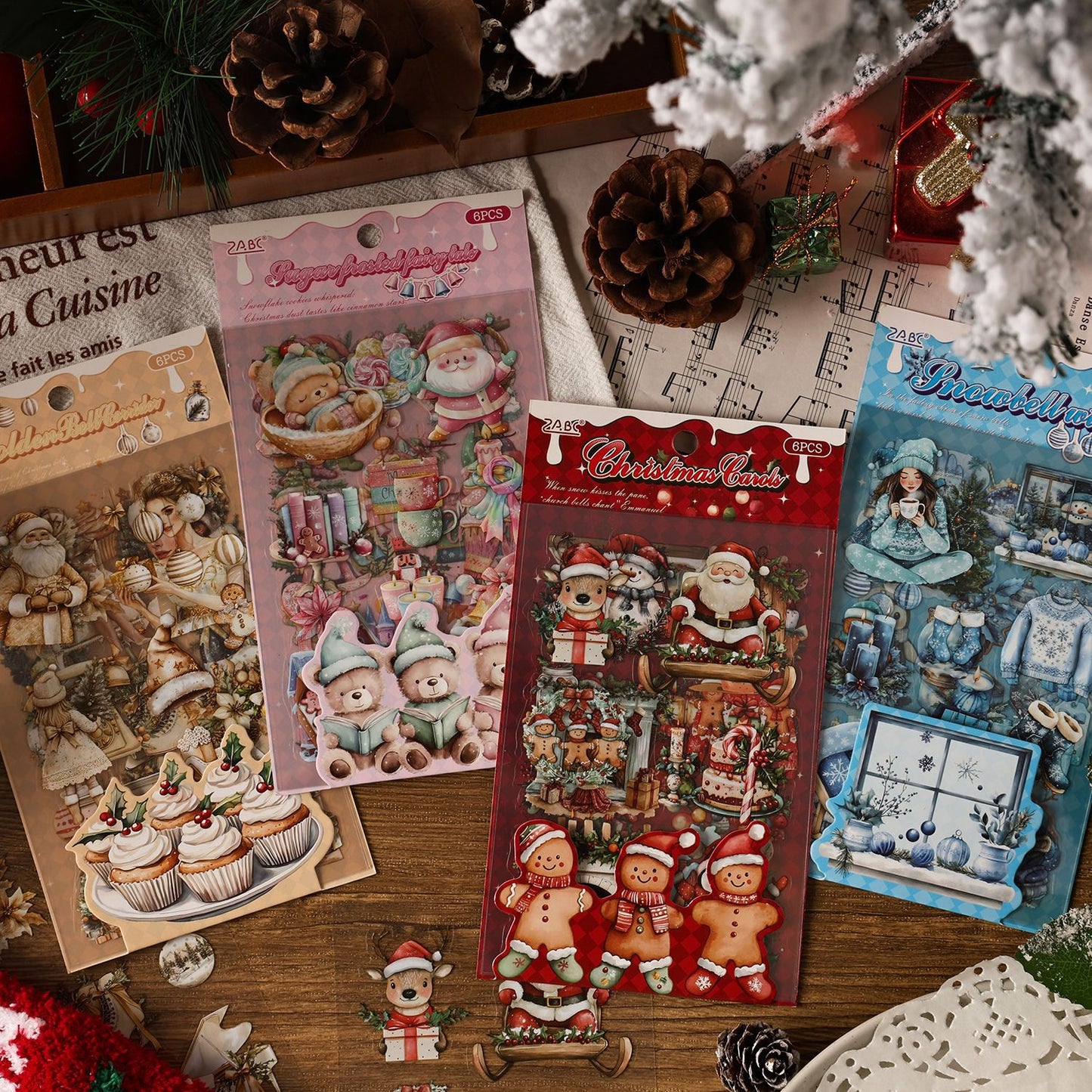 6 Sheets Snow Christmas PET Stickers XYSG