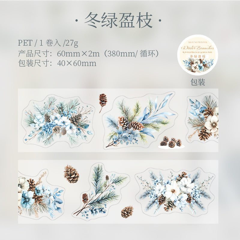 1 Roll Winter Branches PET Stickers Tape DJZY