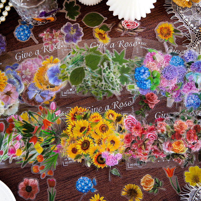 100 Pcs Dreamy Hydrangea Garden PET Stickers