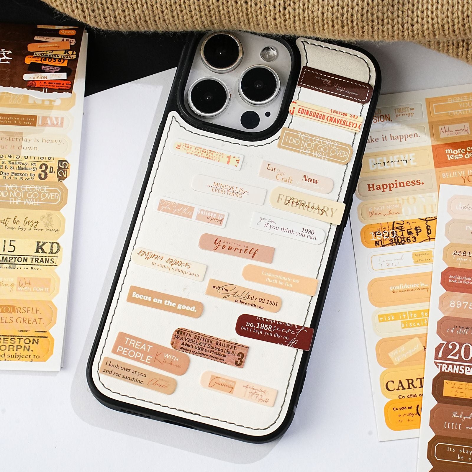 4 Sheets Label Cardtock Stickers HJBQ