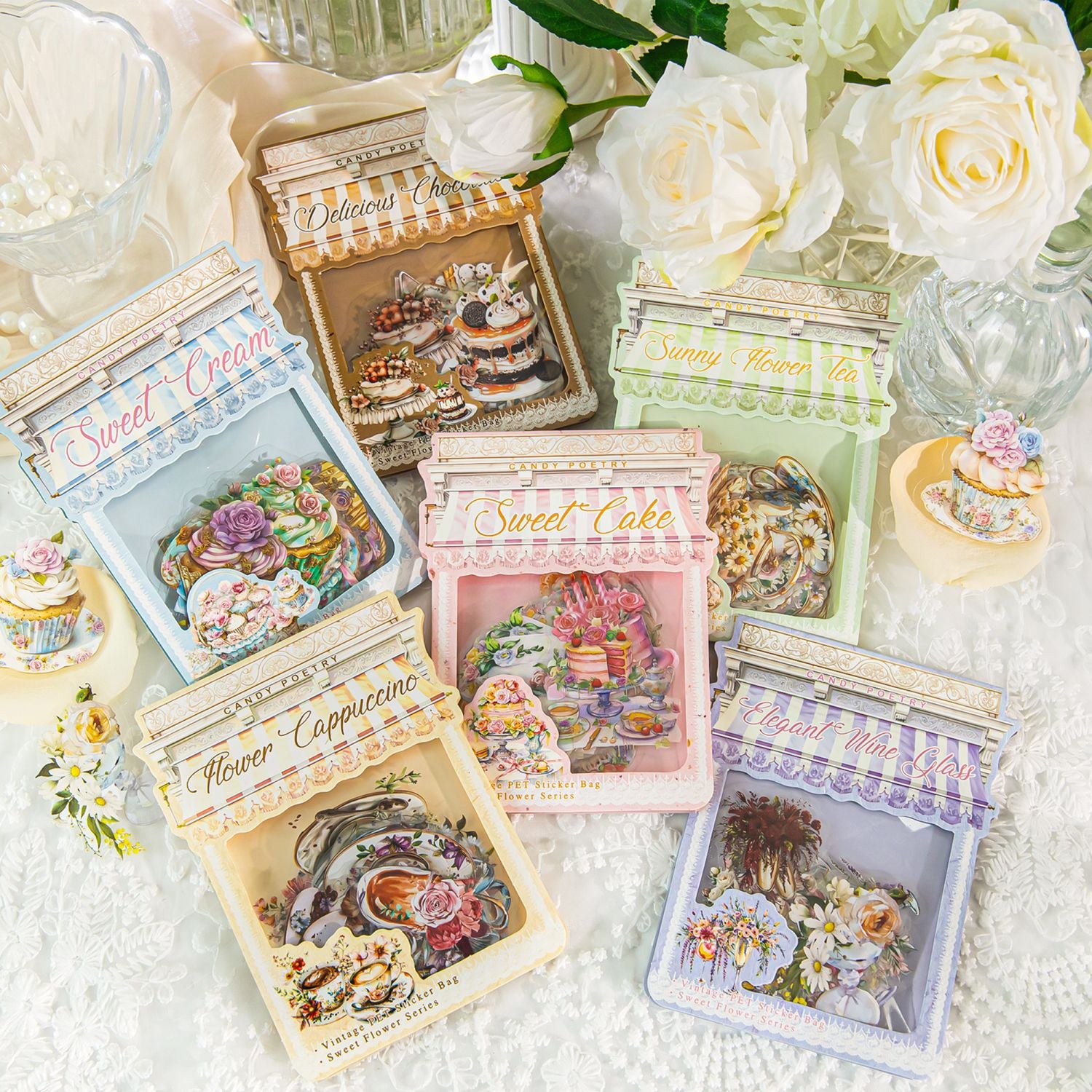40 Pcs Crean Dessert PET Stickers TMHY