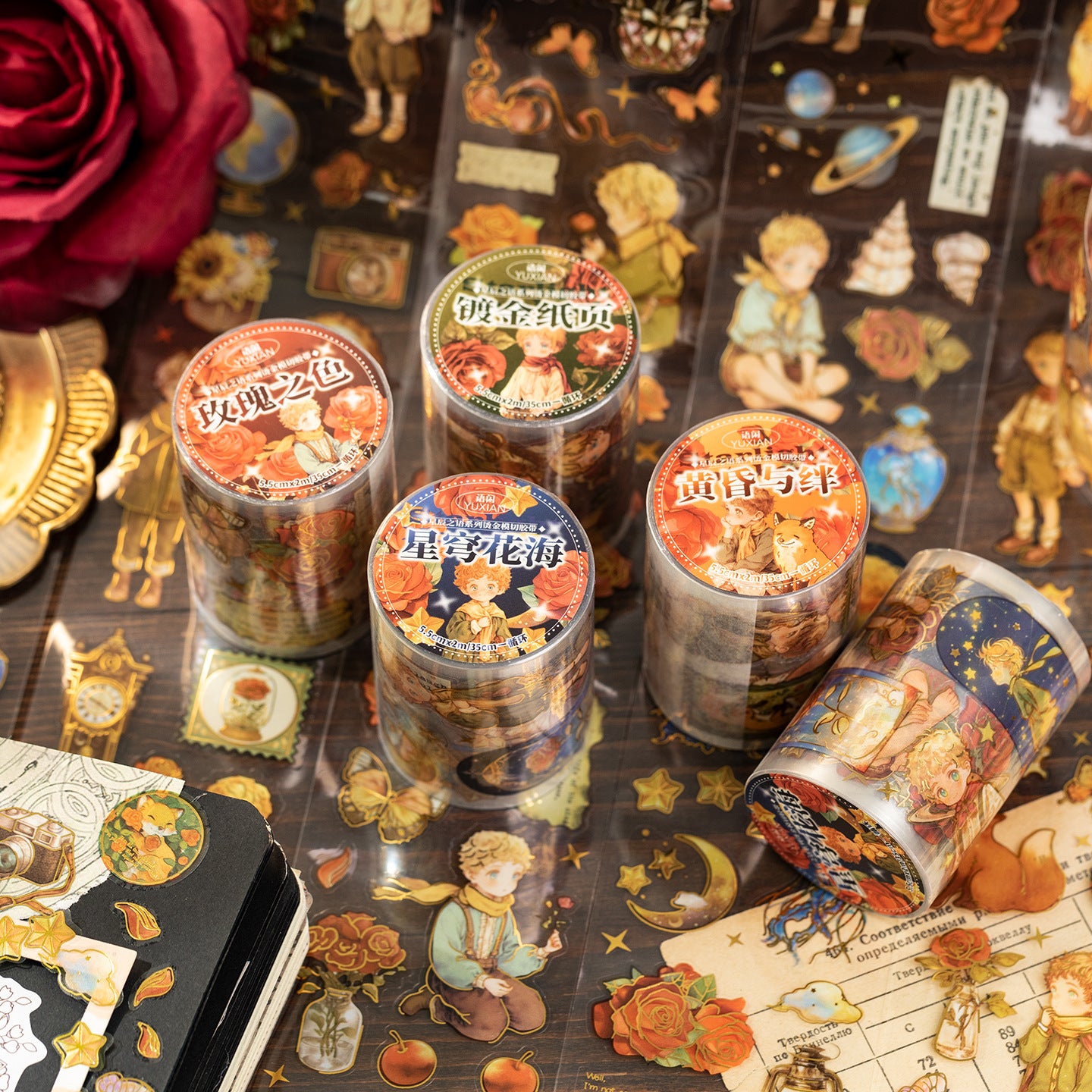 1 Roll Gold Foil Fairy Child PET Stickers Tape XCZY