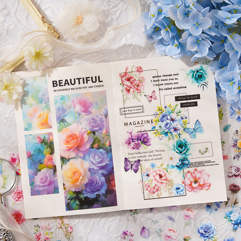 20 Sheets Flower PET Stickers Book WYHZ