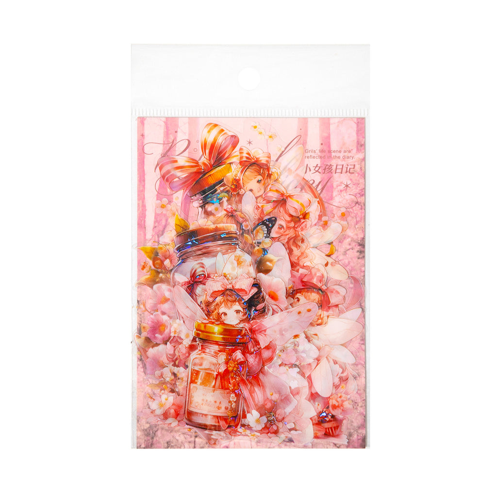 10 Pcs Little Girl PET Stickers XNHRJ