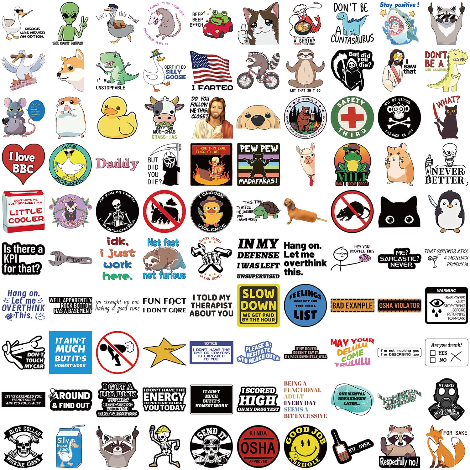 50PCS Funny Sarcastic Meme Vinyl Stickers FUN13