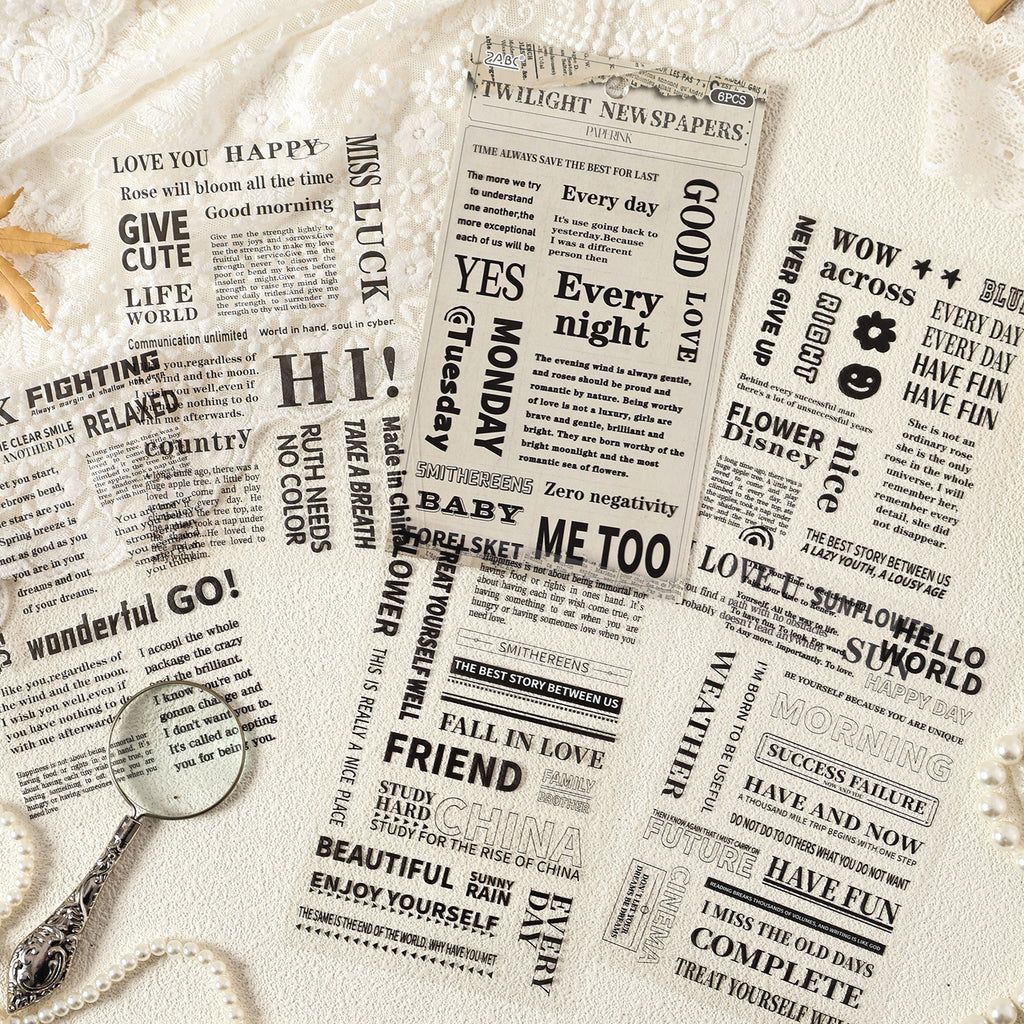 6 Sheets Quote Words PET Stickers JWLX