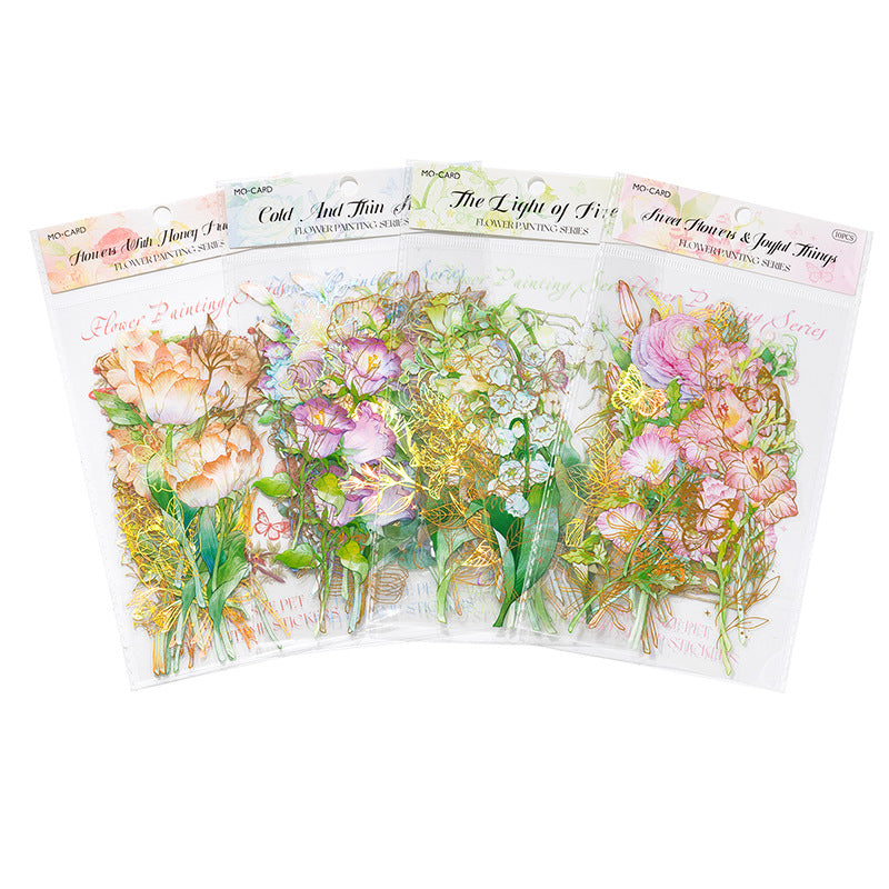 10 Pcs Flowers PET Stickers HHJX