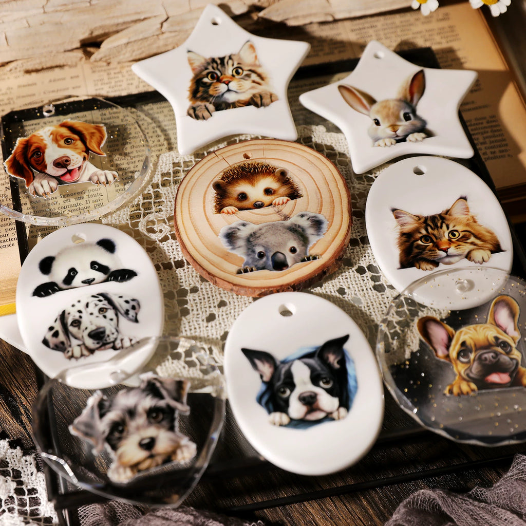 2 Sheets Waterproof Rub on Stickers - Cute Pets
