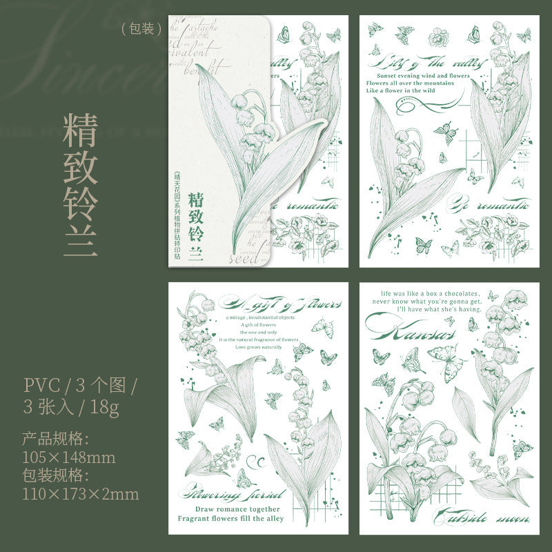 3 Pcs Flower Transfer Stickers QTHY