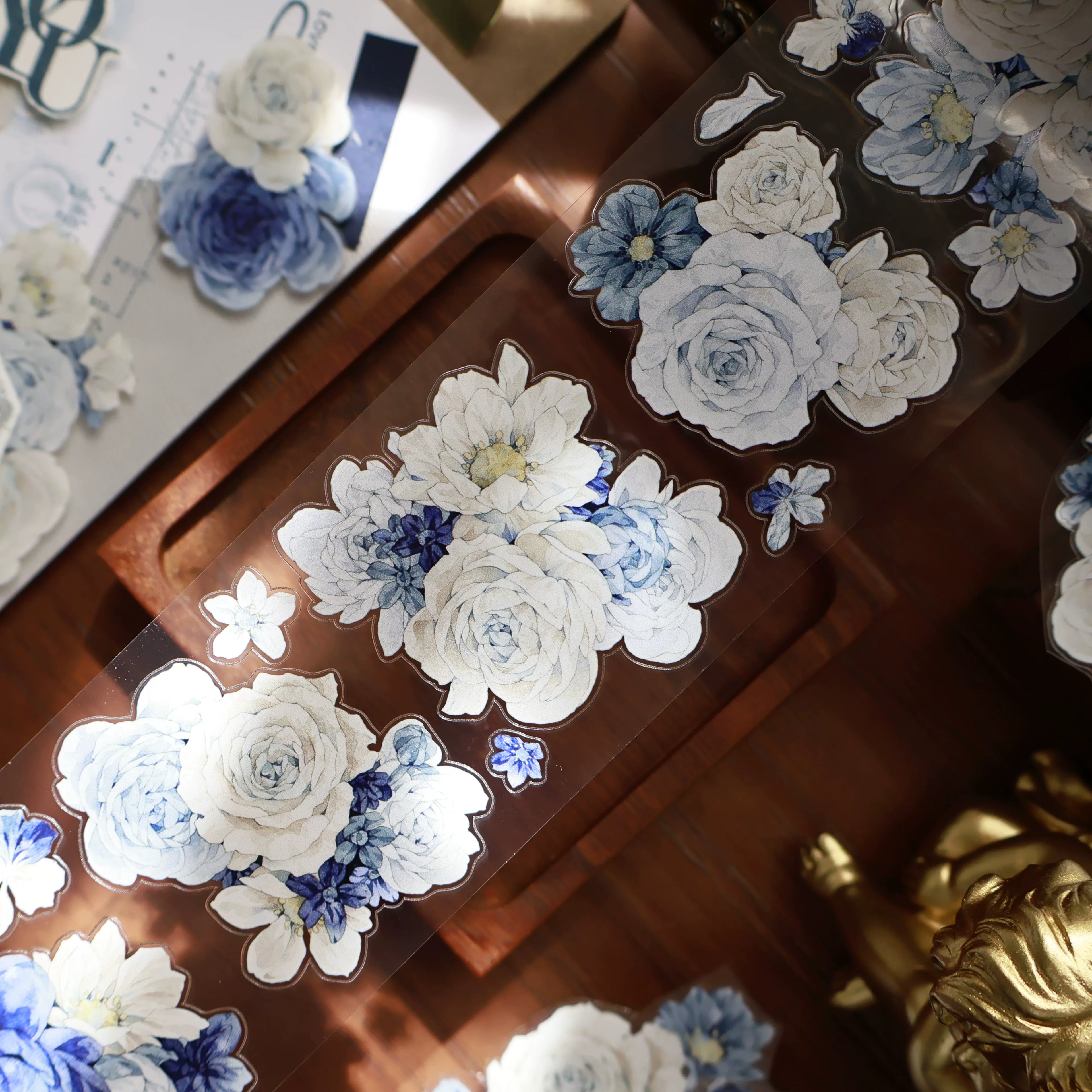 Floral Decorative Tape Rolls- Moonlit Rose Indigo