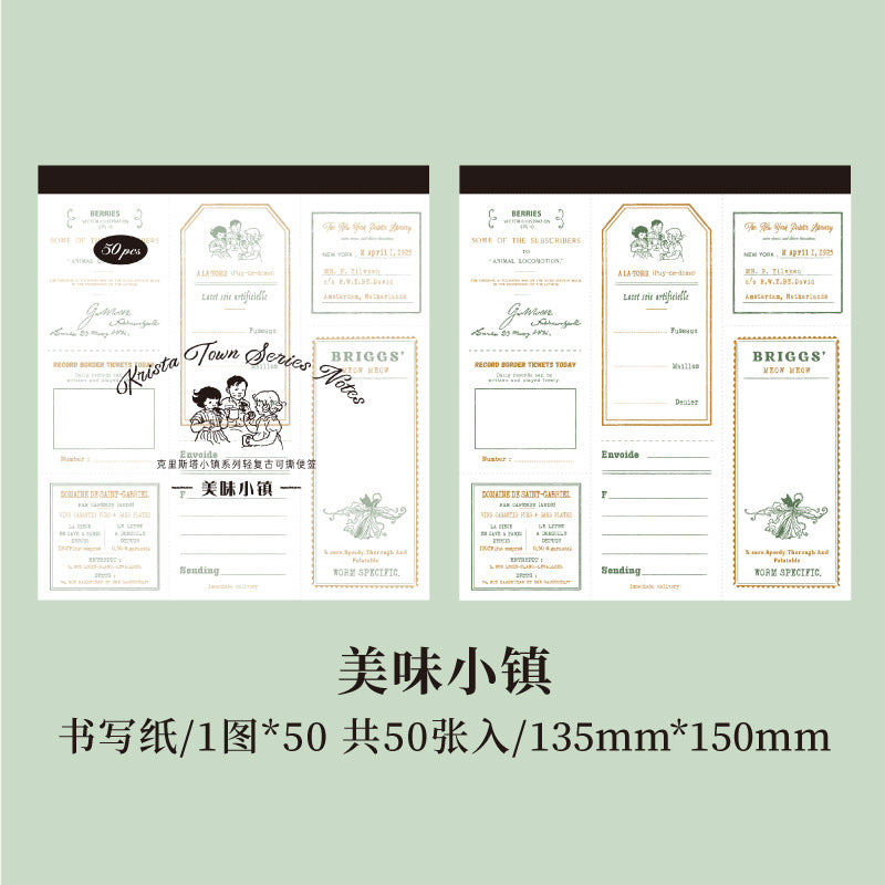 50 Pcs Vintage Notepad Paper KLSTXZ