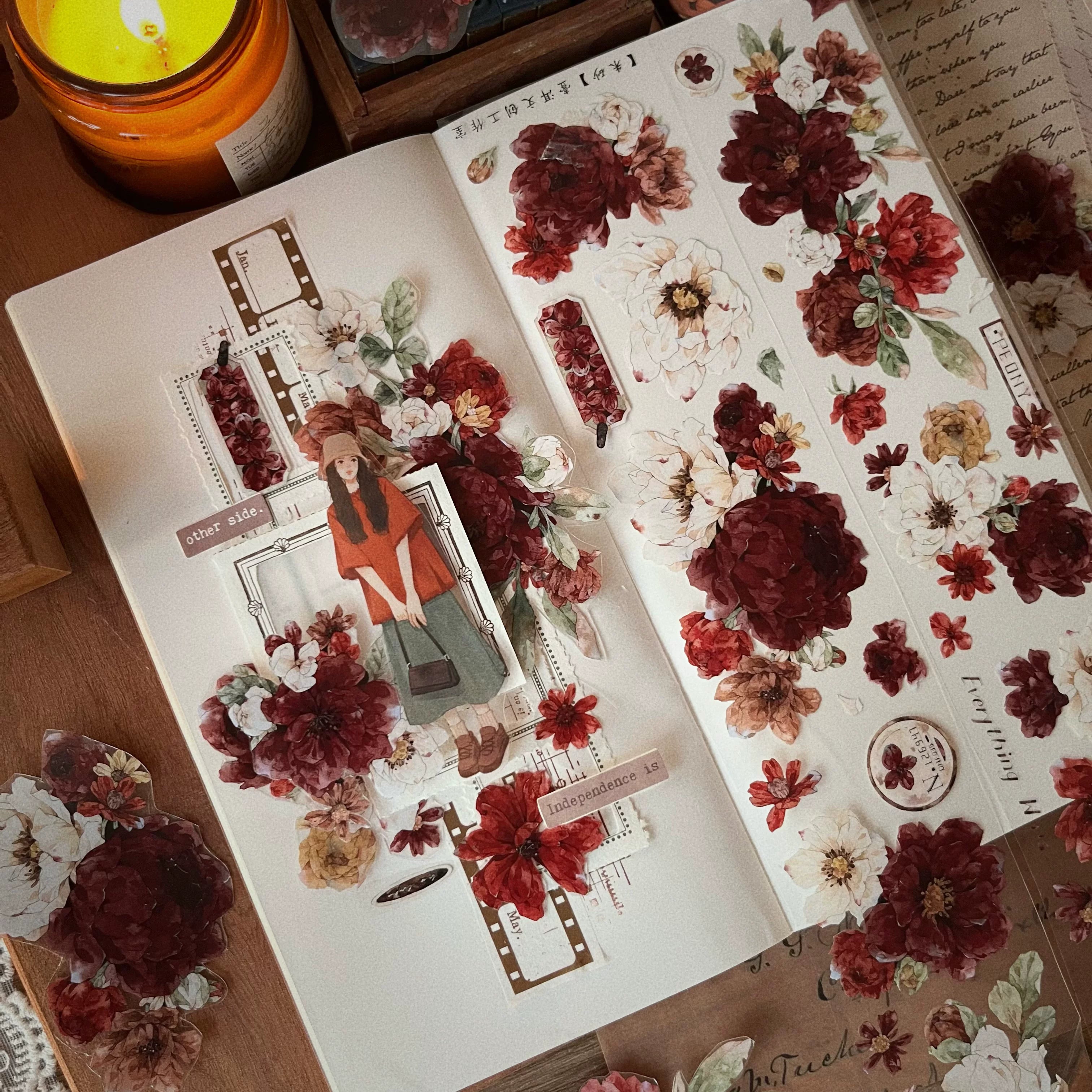 Floral Decorative Tape Rolls- Cinnabar