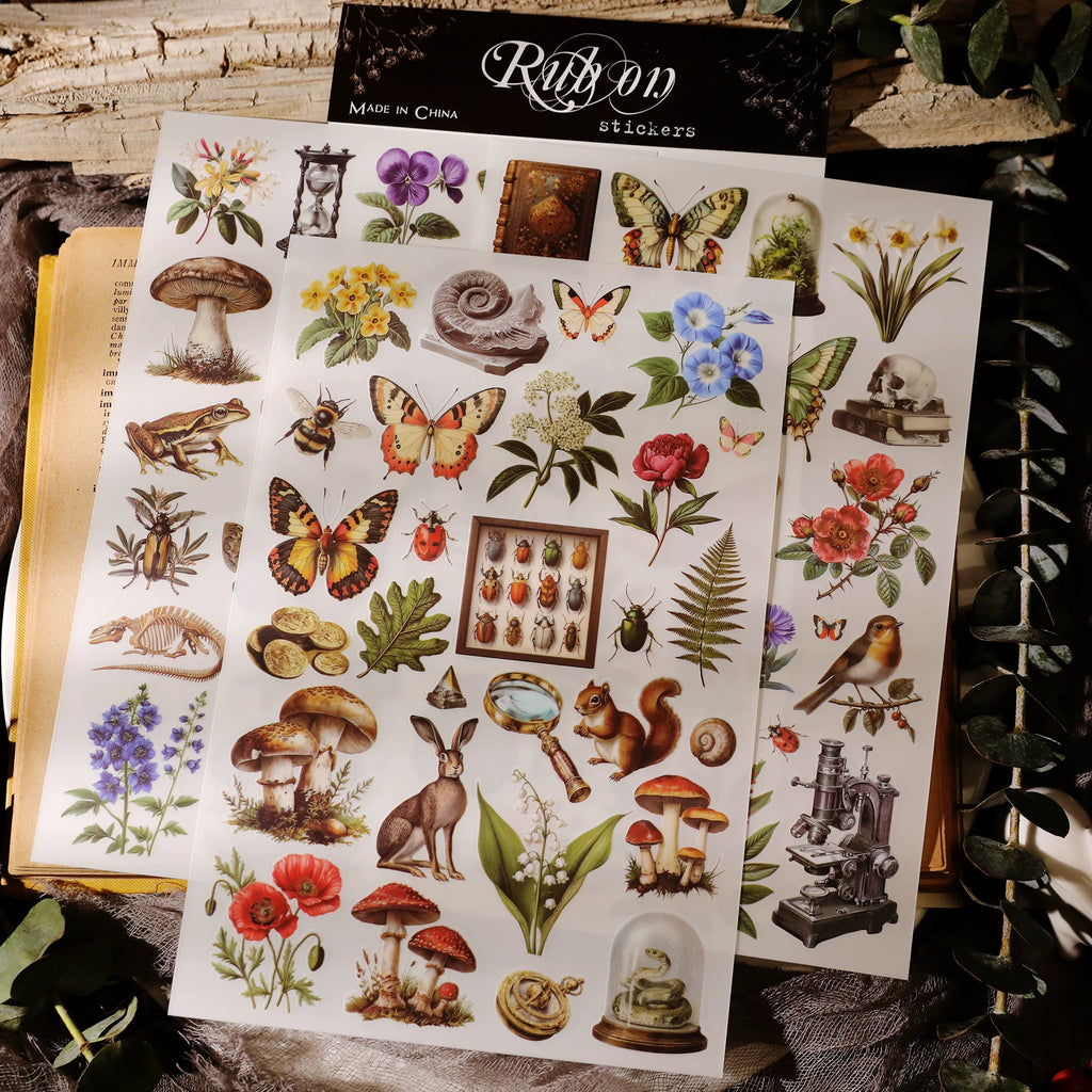 3 Sheets Rub on Stickers - Vintage Woodland