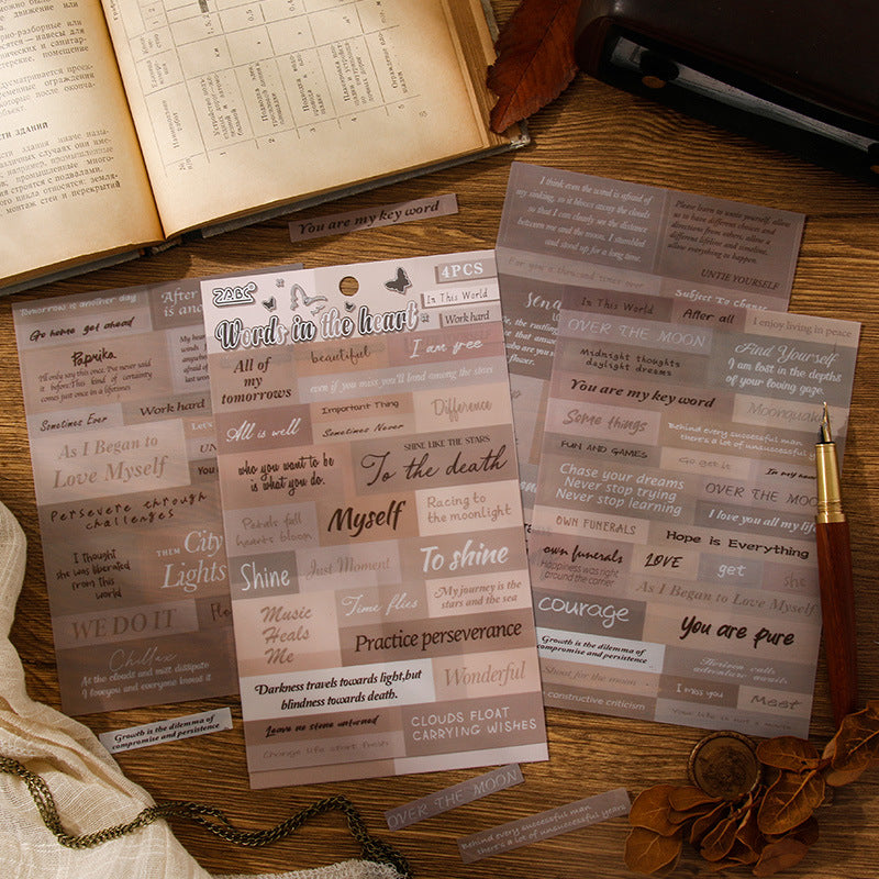 4 Sheets Vintage Quote Stickers YWXY