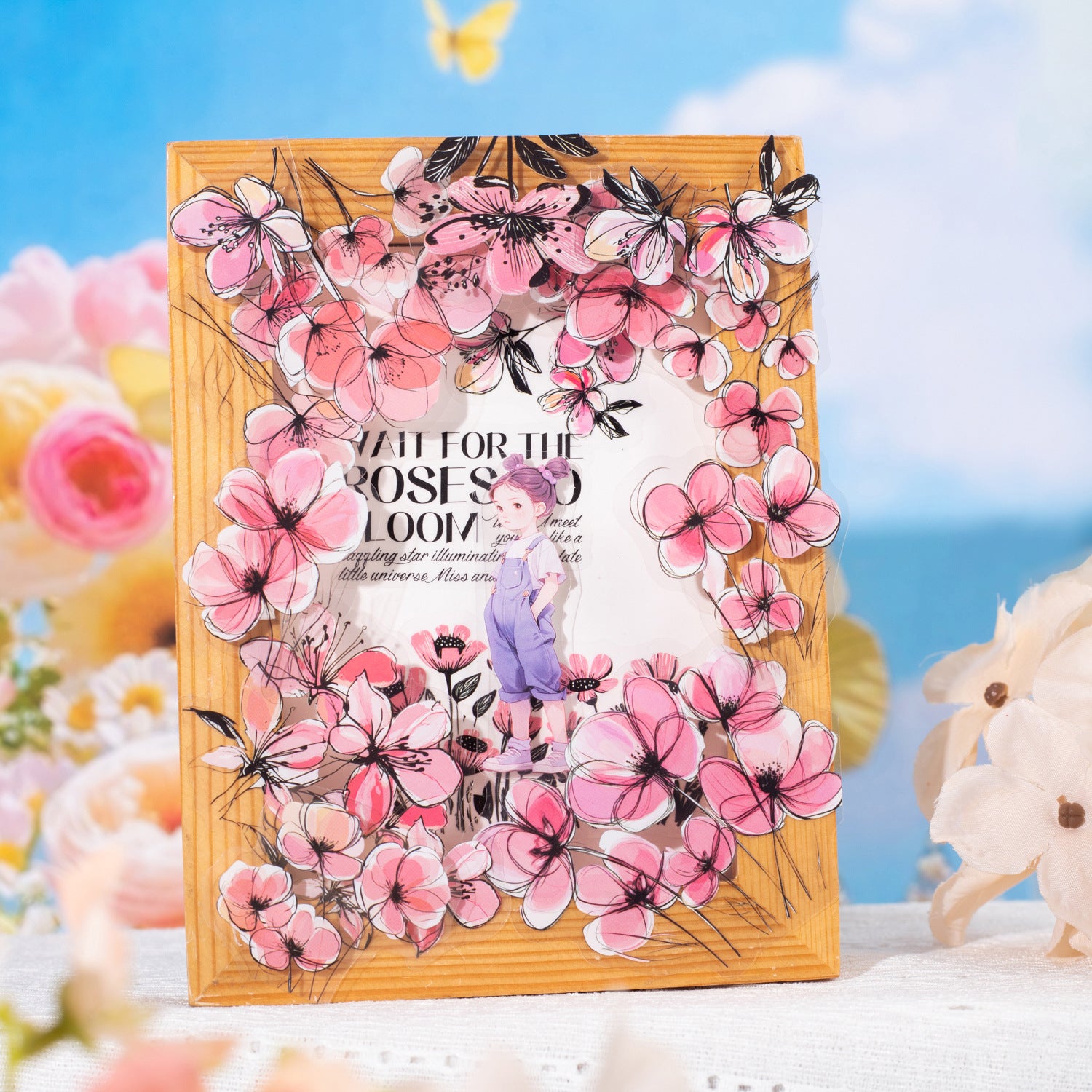 15 Pcs Light Color Flower PET Stickers MHHJ