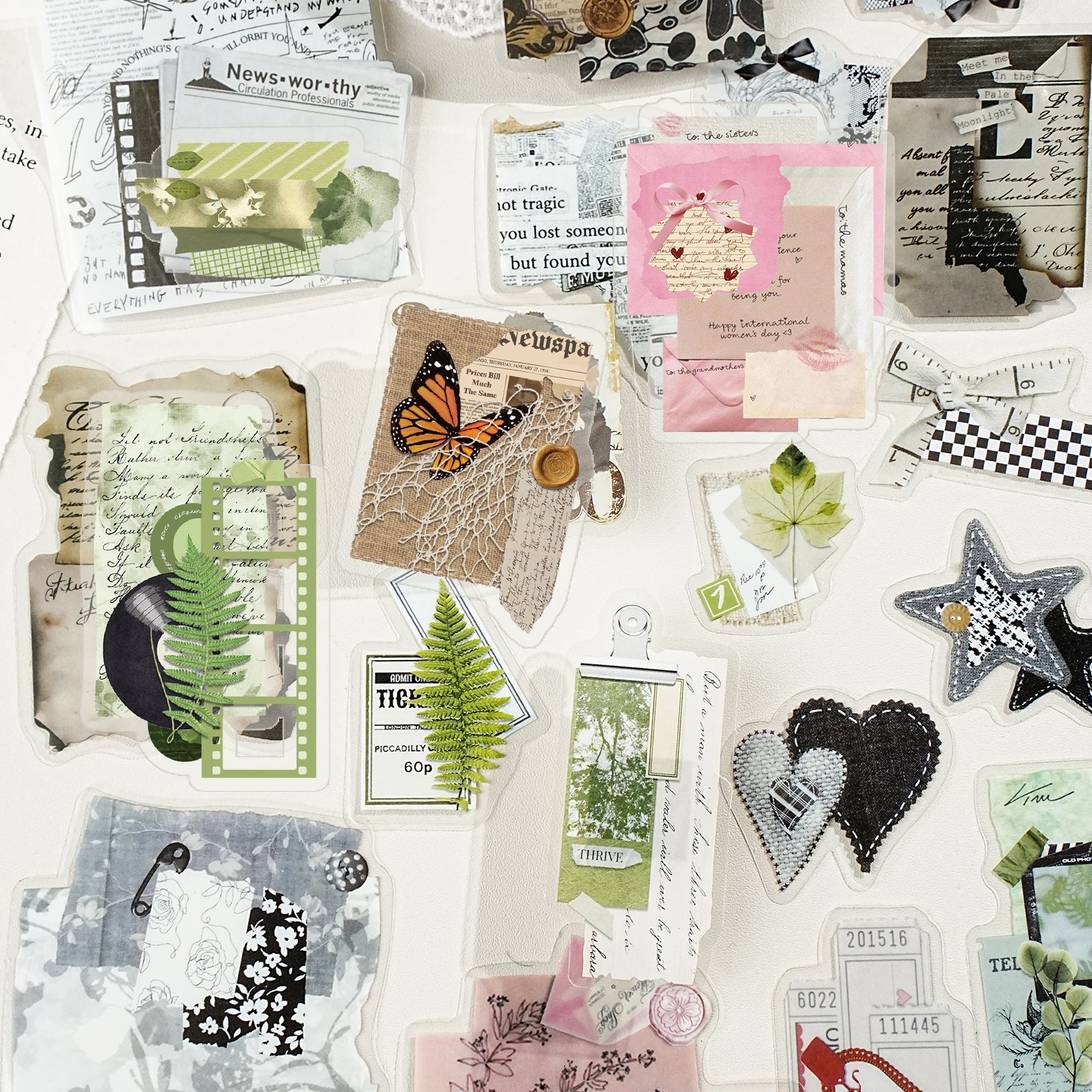 15 Pcs Vintage Collage PET Stickers SYHZ