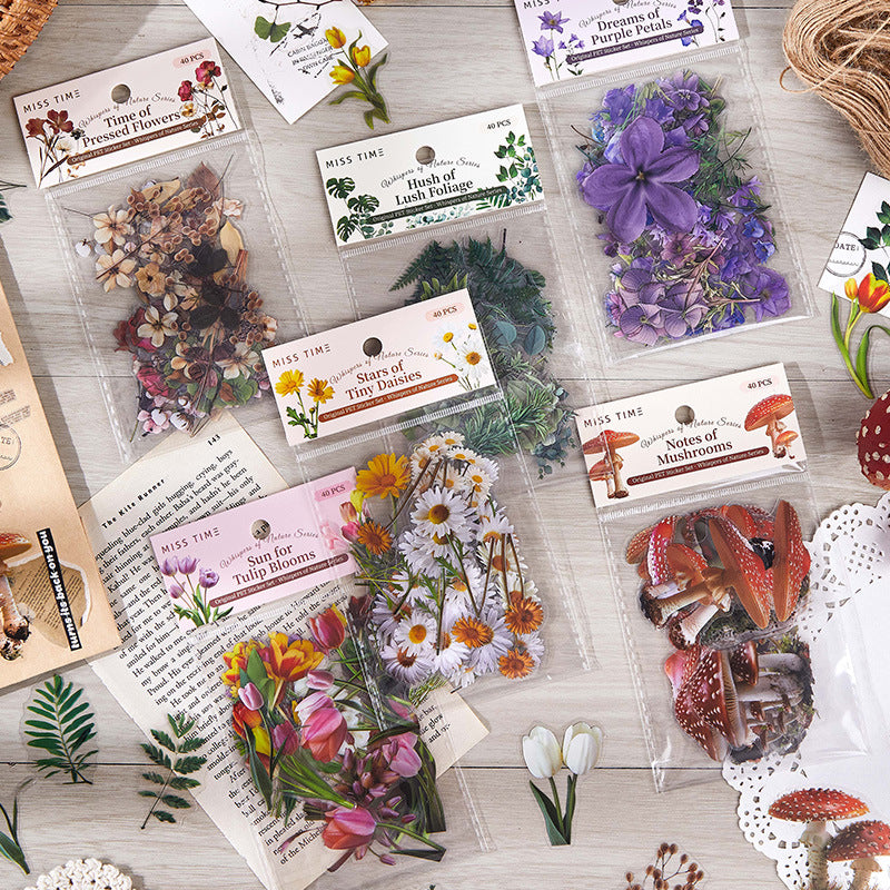 40 Pcs Flower Botanical PET Stickers ZRXY