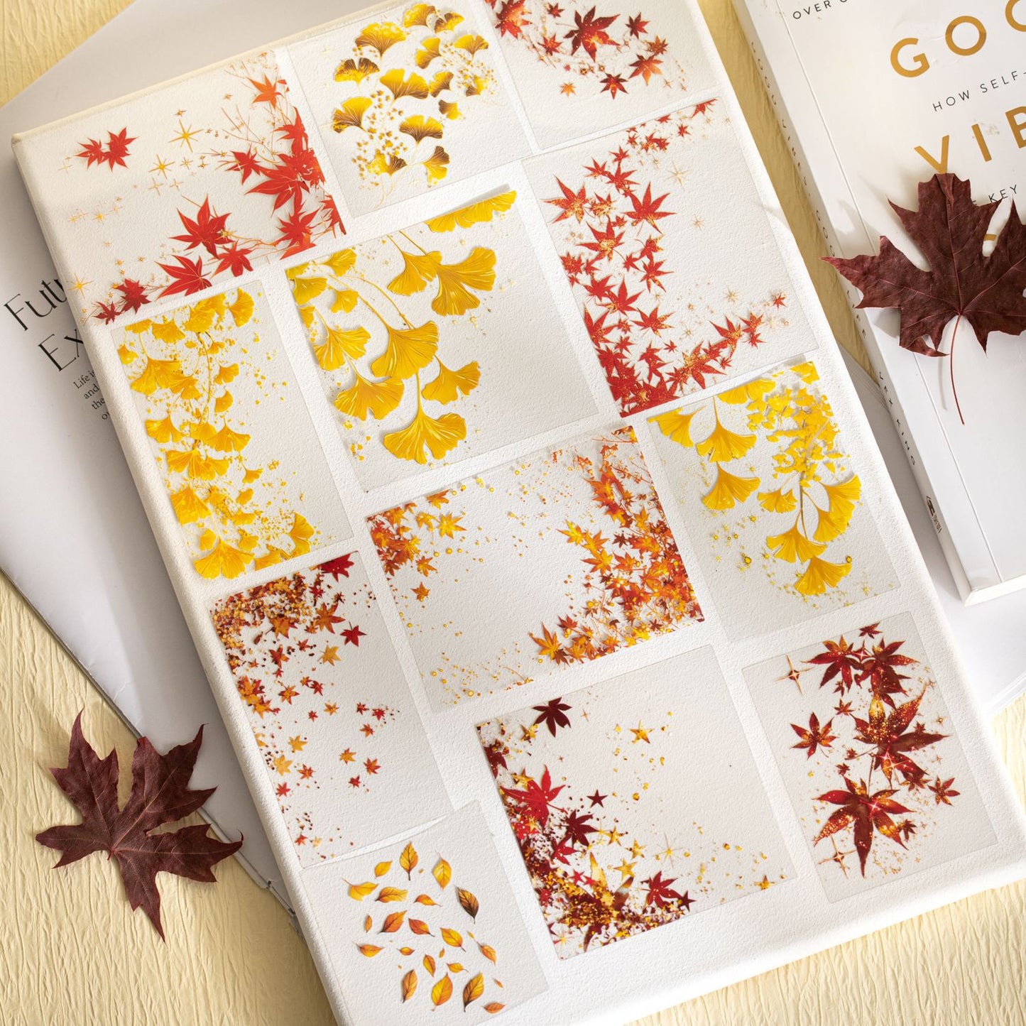 20 Pcs Autumn Leaves PET Stickers QYJXL