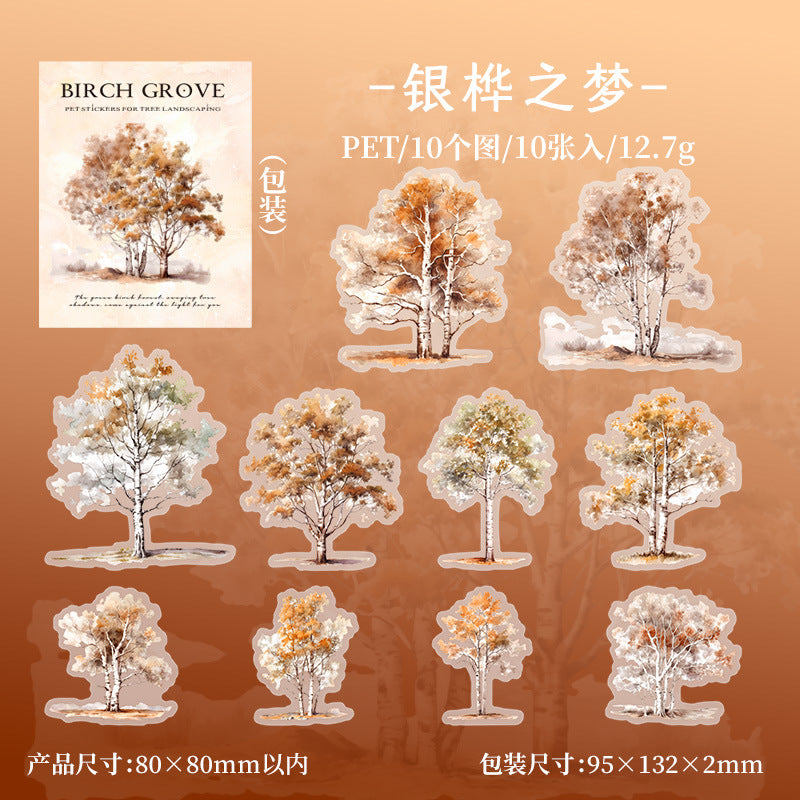 10 Pcs PET Tree Stickers BHSL