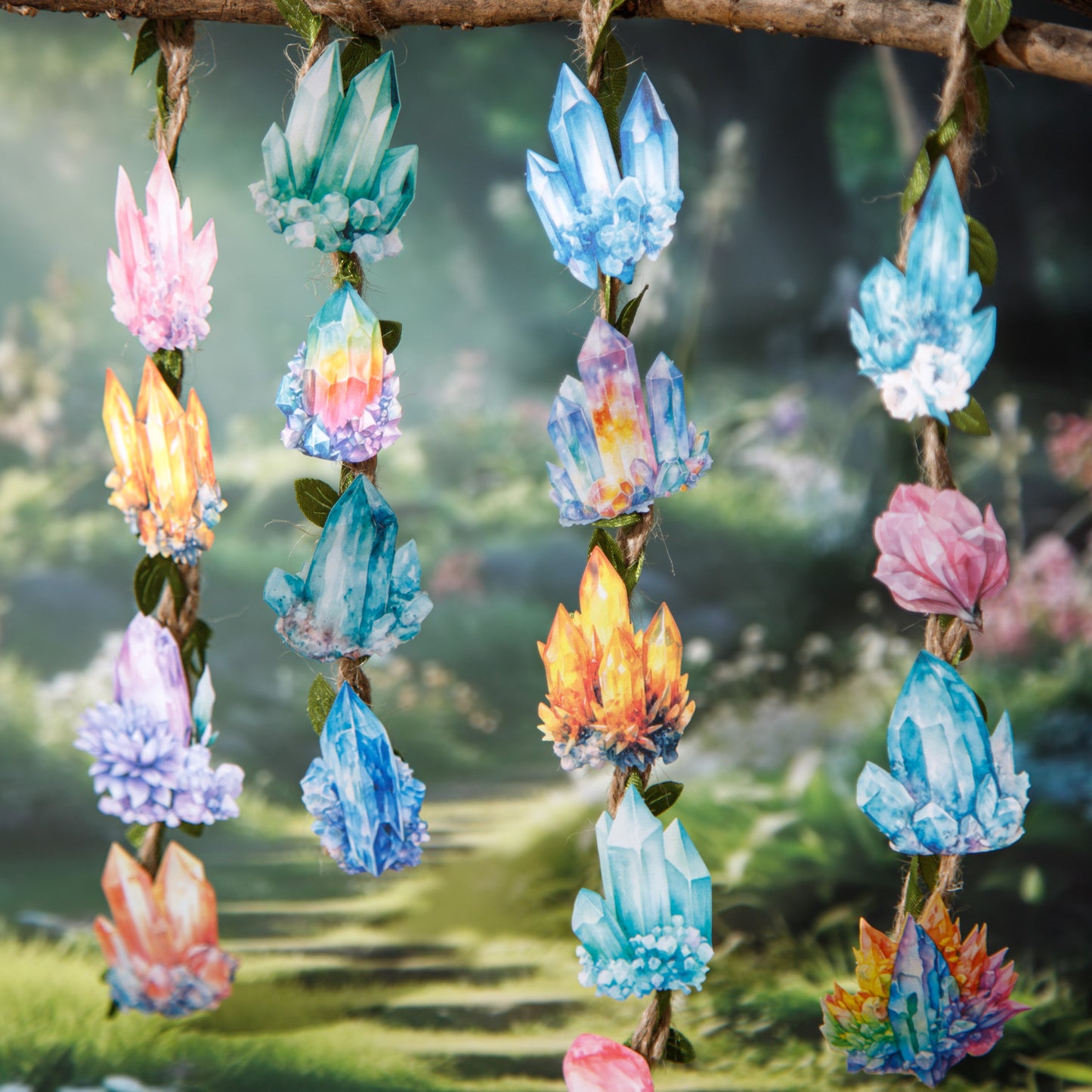 20 Pcs Crystal Flower PET Stickers HJWY