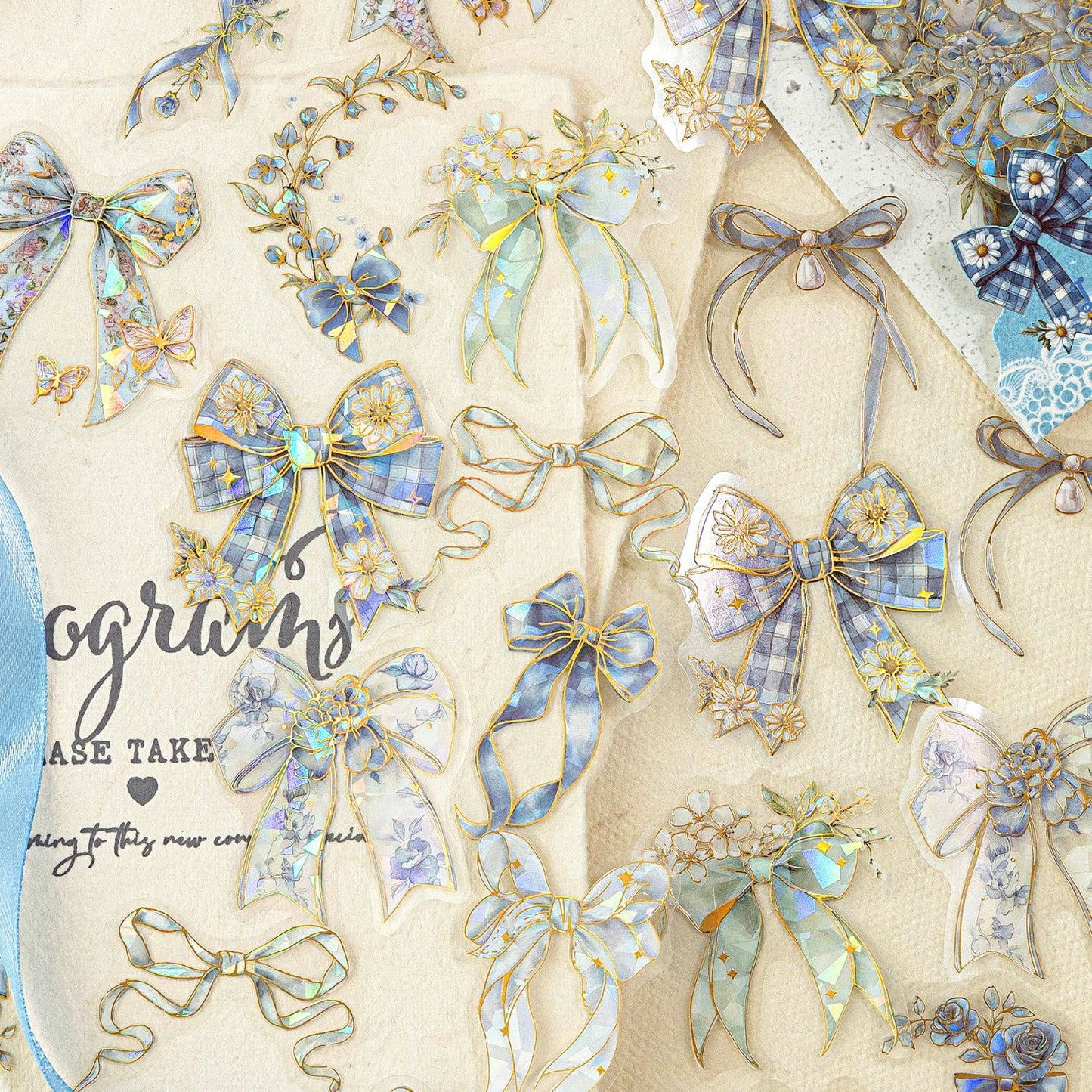 20 Pcs Floral Bow-knot PET Stickers HDJTJ