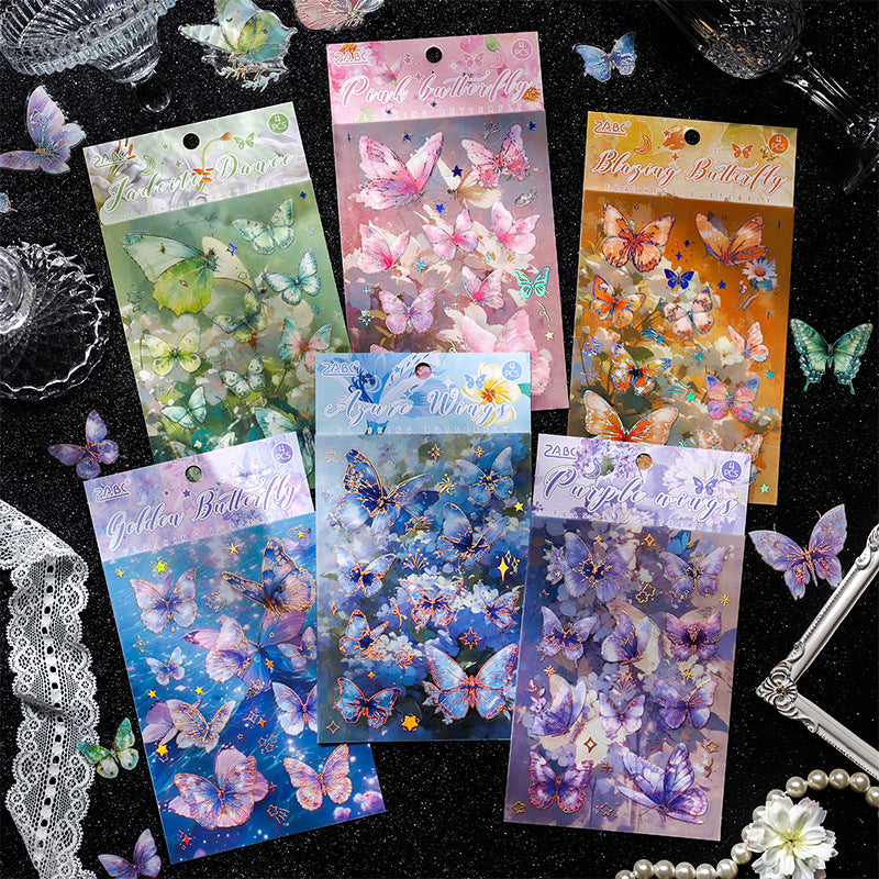 4 Sheets Glitter Butterfly PET Stickers SSDY