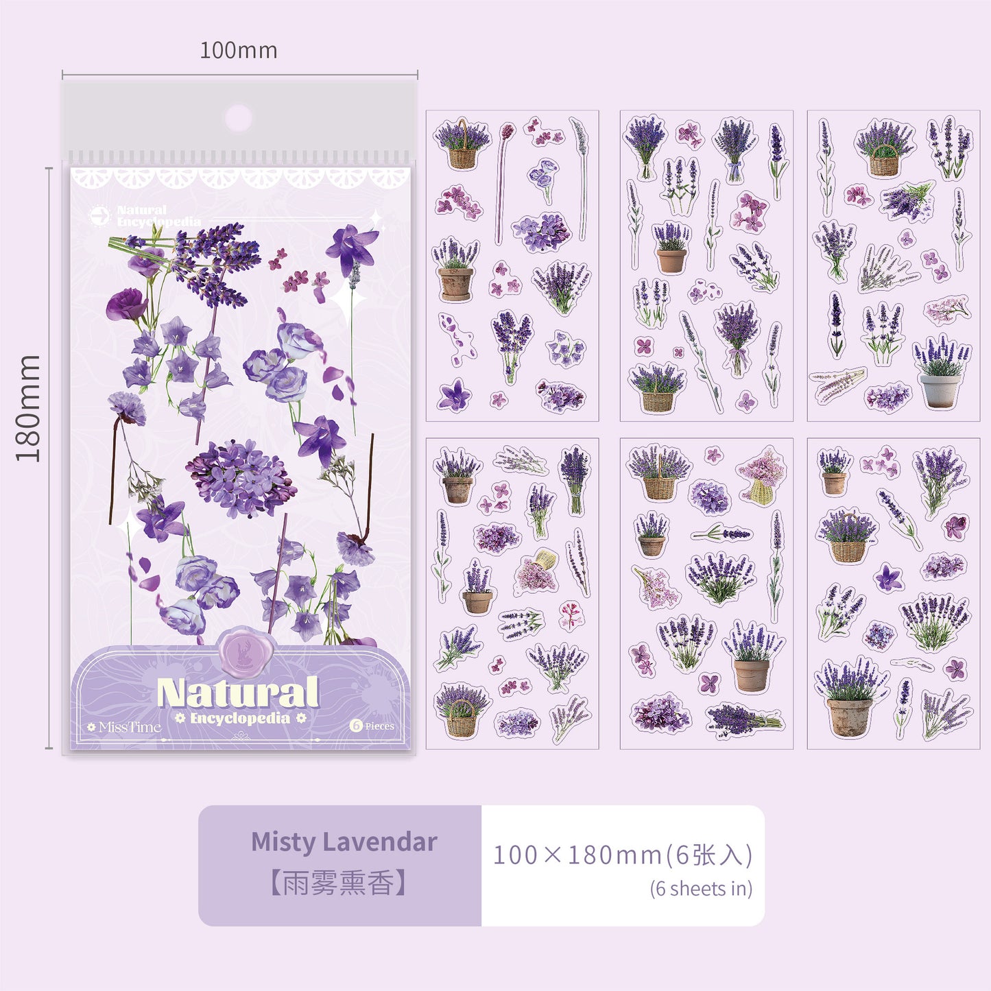 6 Shhets PET Flower Botanical Stickers ZRTJ