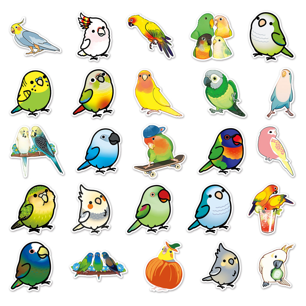 50 Pcs Vinyl Parrot Stickers YW429