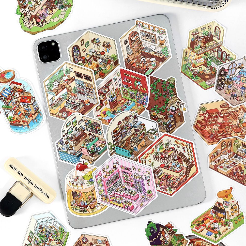 10 Pcs 3D Scene DIY PET Stickers Set XXSJ