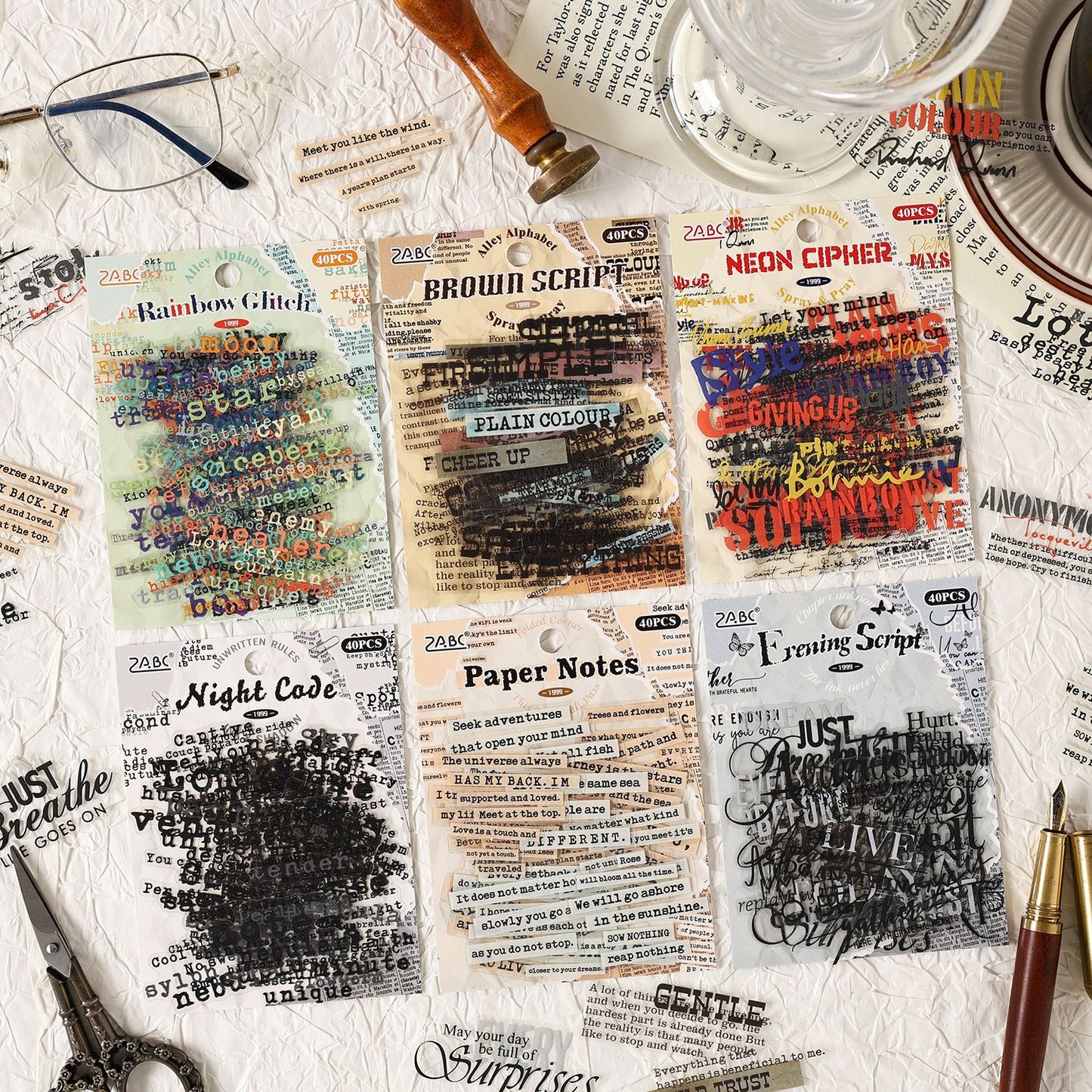 40 Pcs Quote Words PET Stickers ZJXY