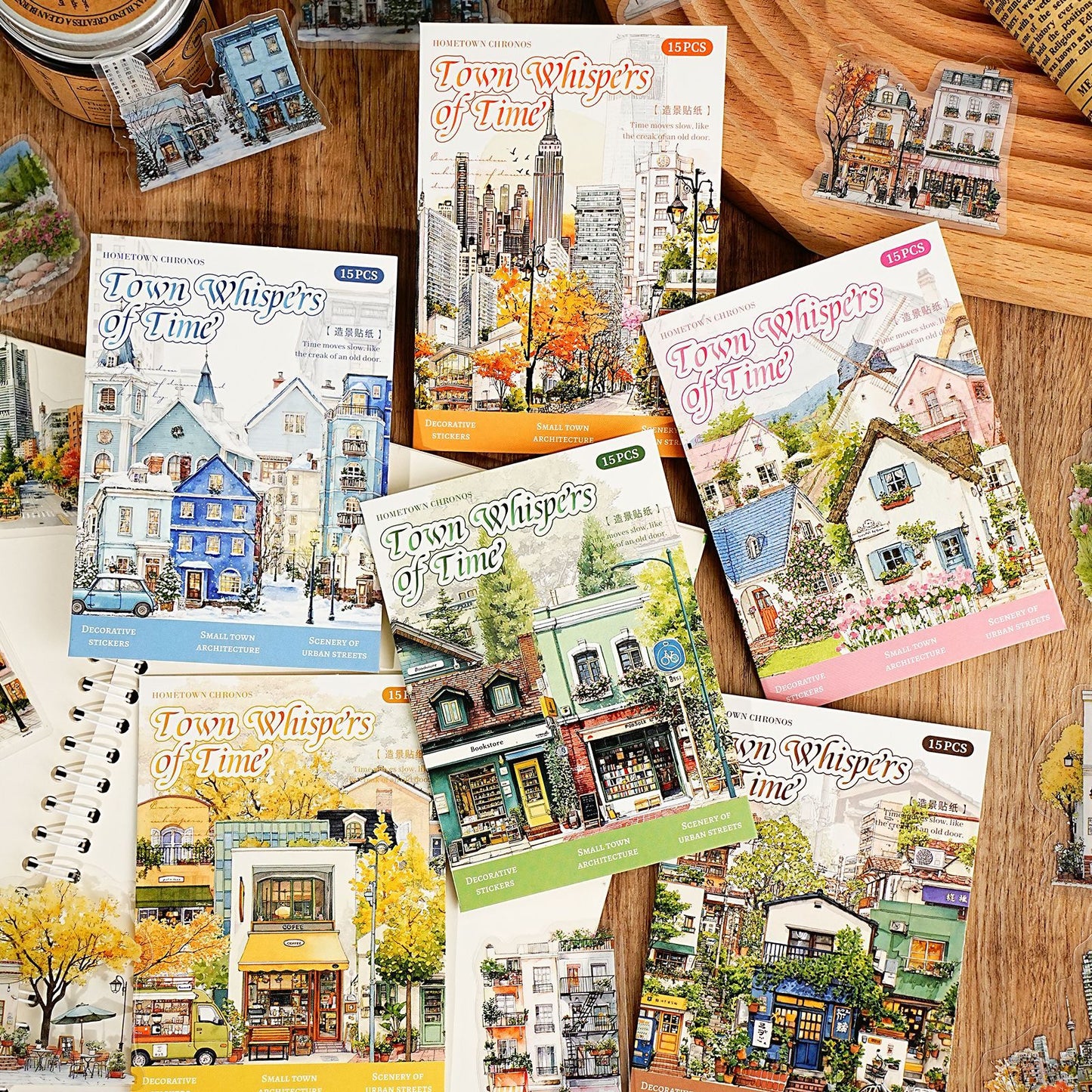 15 Pcs Town House Store PET Stickers XZSG