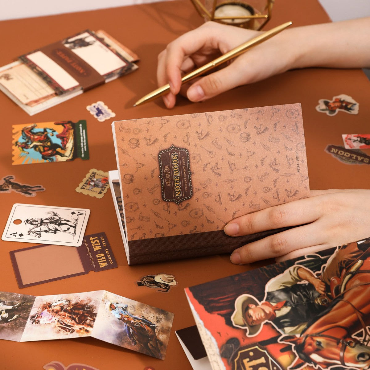 157 Pcs Western Cowboy Themed Junk Journal Gift Set XBNZ