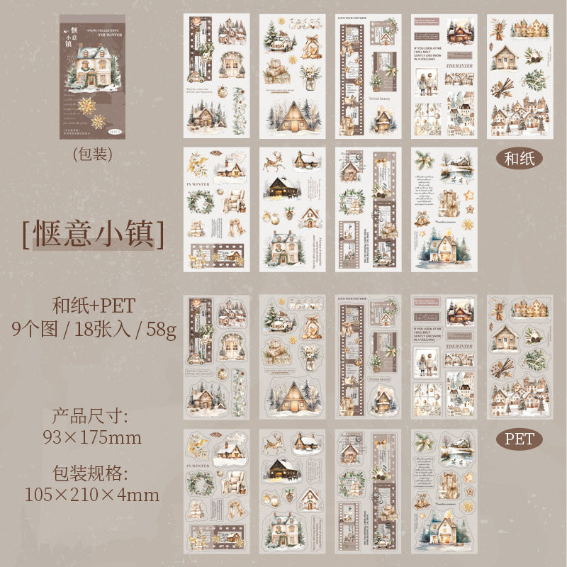 18 Sheets Snow Theme Stickers Book DRYXJ