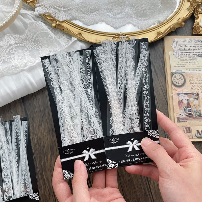 40 Pcs Vintage White Lace Border Stickers