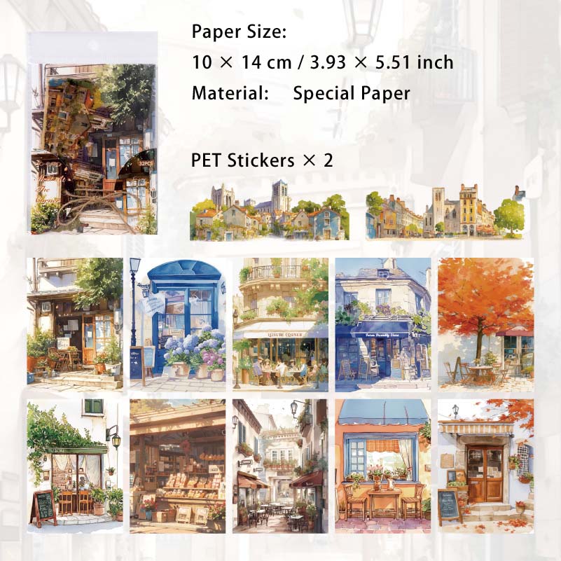 32 Pcs Travel Theme Scrapbook Paper XLZL