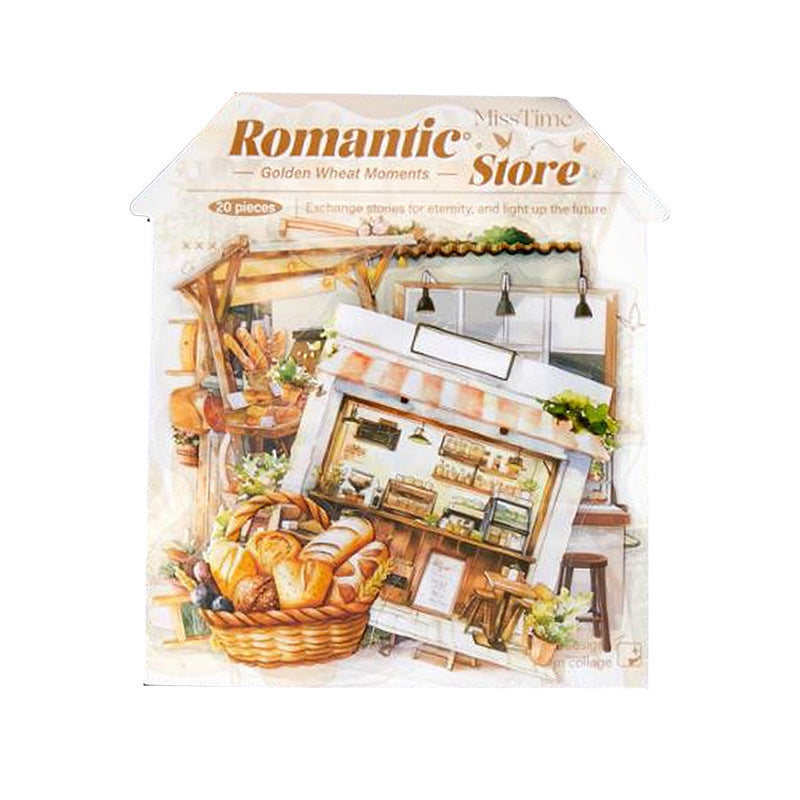 20 Pcs Food Shop Theme PET Stickers LMSD
