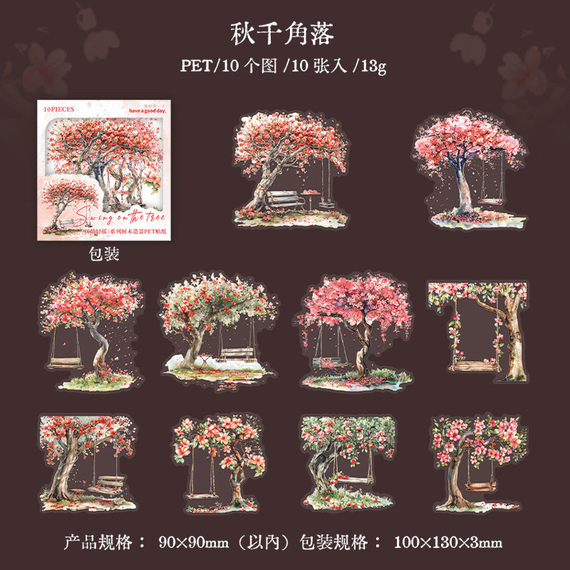 10 Pcs Garden Tree PET Stickers SYQY