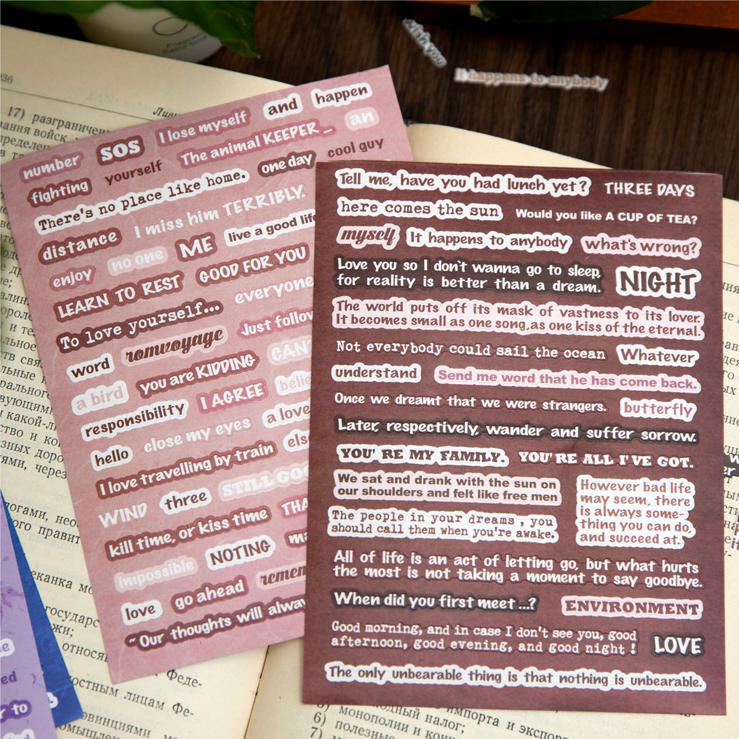 24 Sheets Quote Words Stickers Book CLDXJ