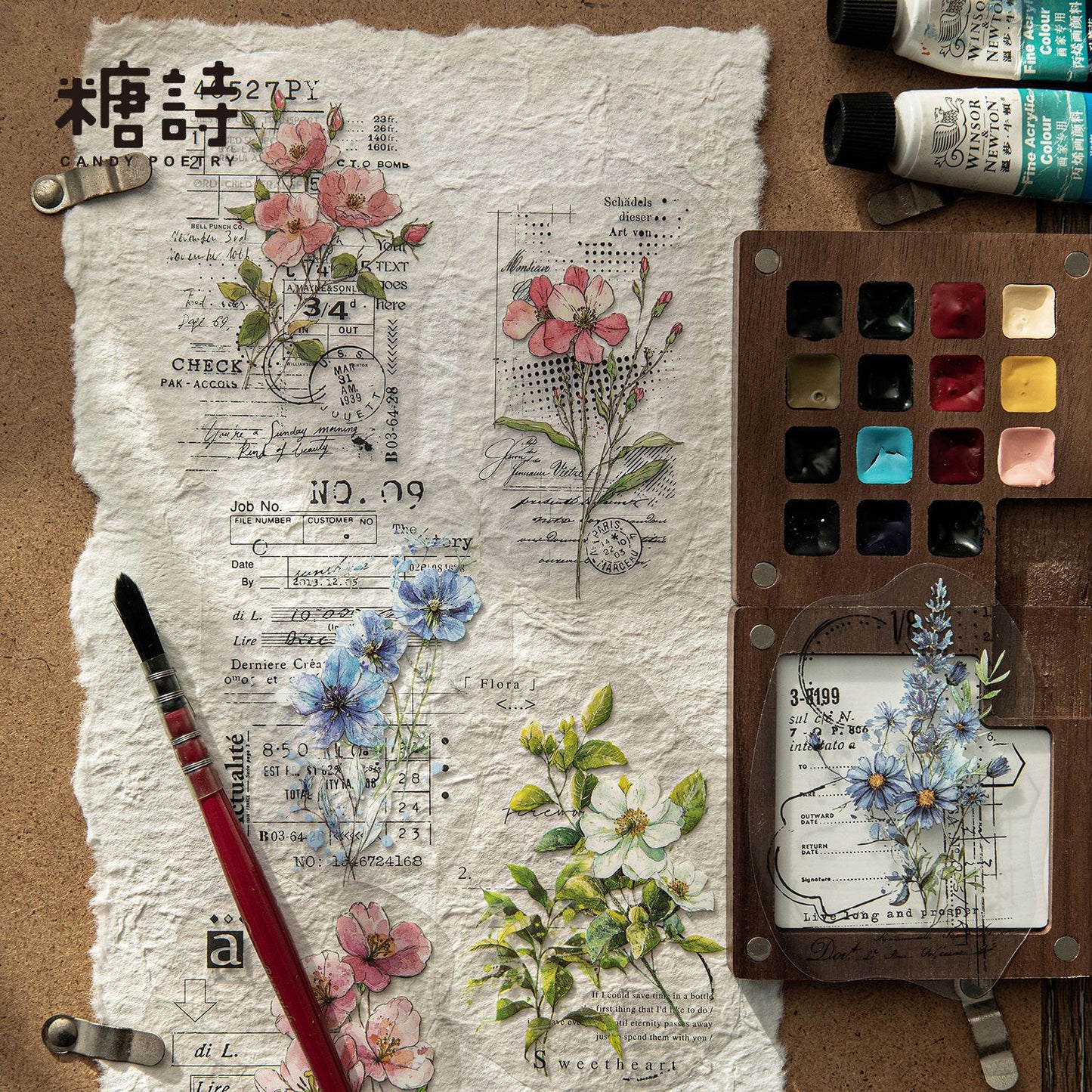 10 Pcs Flower Words PET Stickers WHTSJ