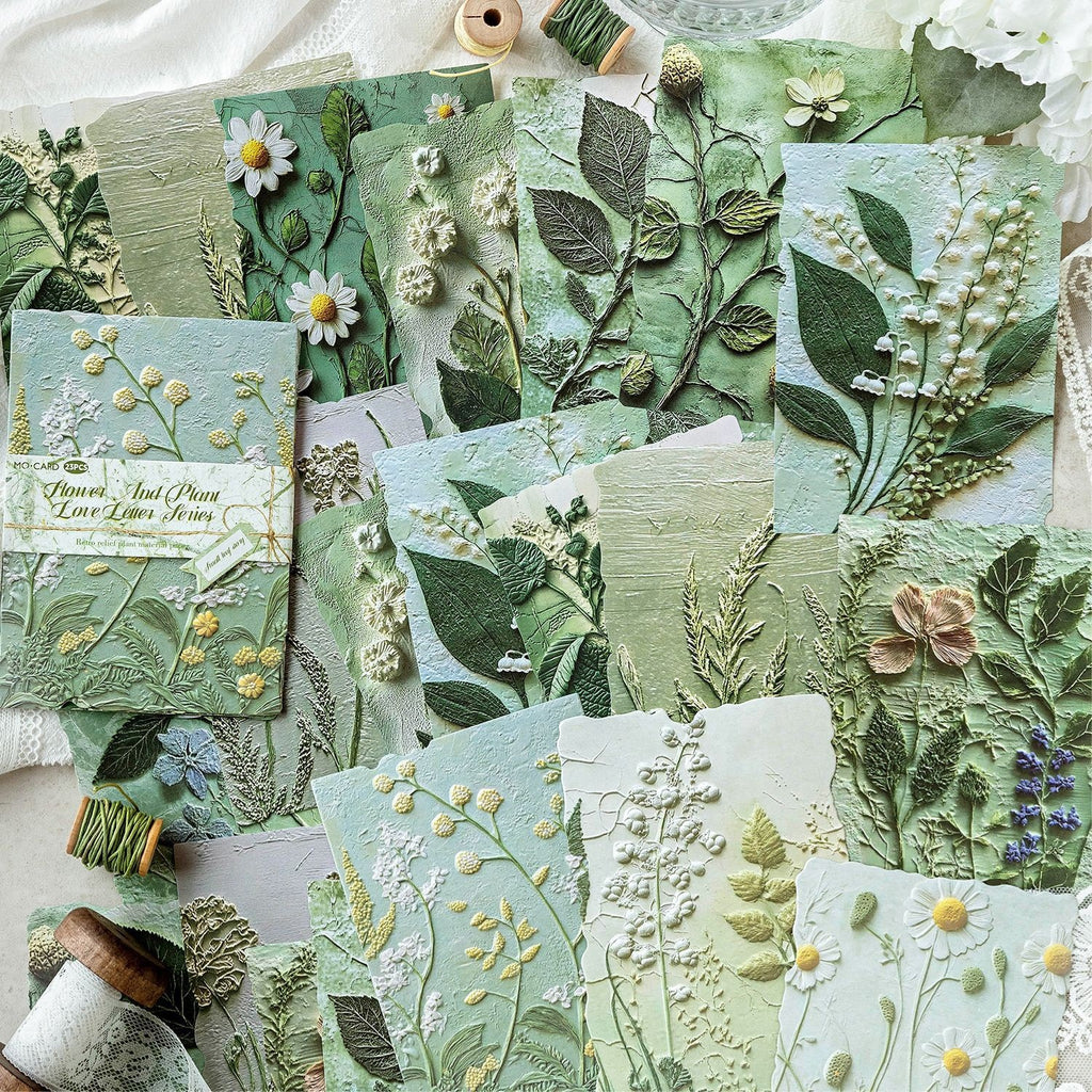 23 Pcs Botanical Relief Journal  Paper REP02