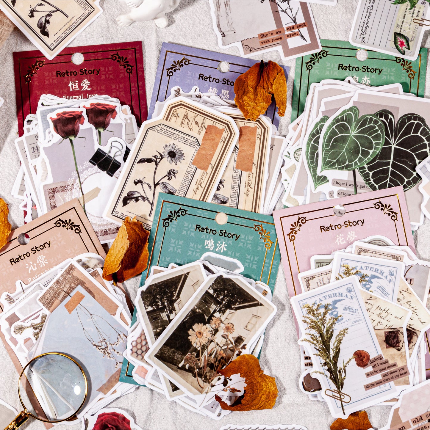 30 Pcs Vintage Plant Collage Stickers YCXL