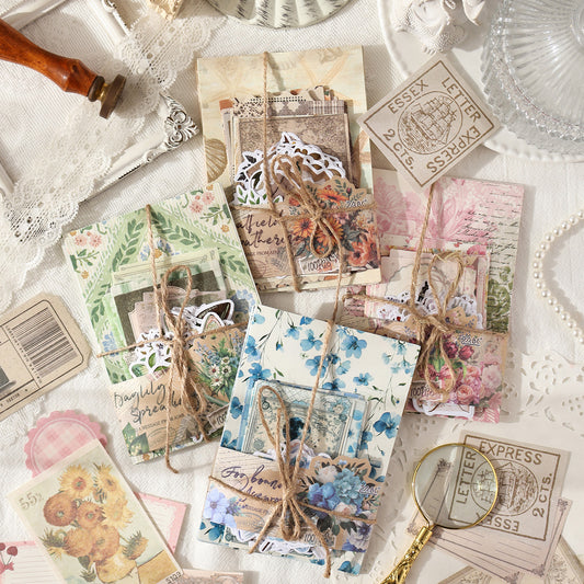 100 Pcs Junk Journal Paper ans Stickers Kit for Starter YFZX