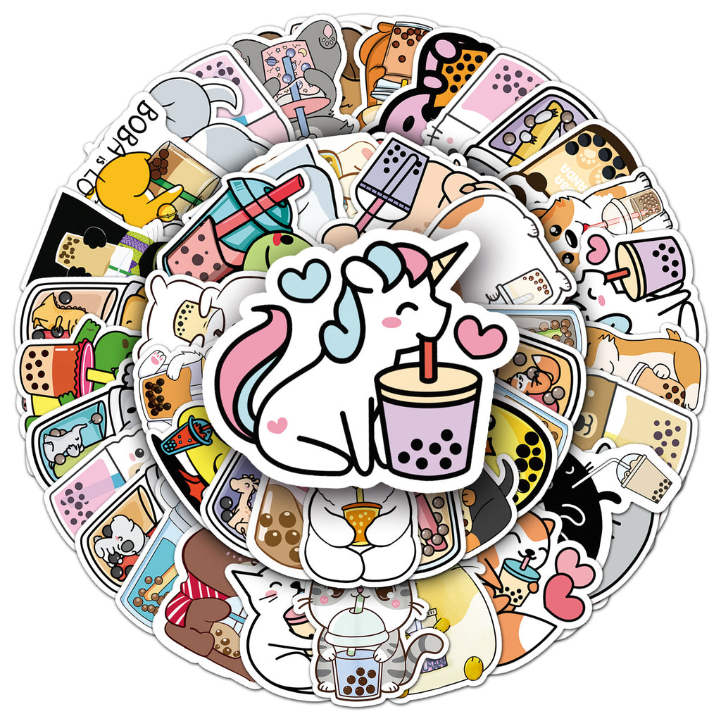 50 Pcs Vinyl Milk Tea Stickers WNC298